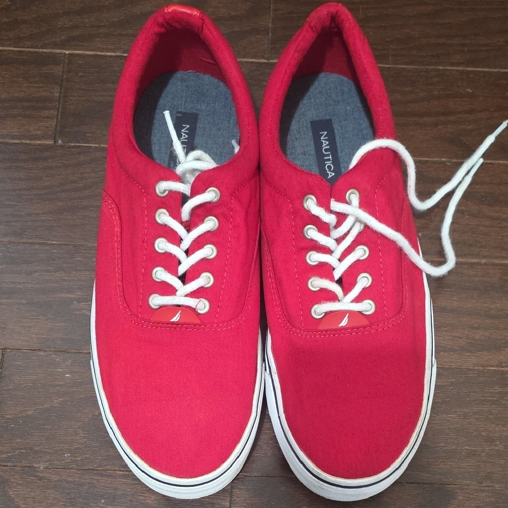 Nautica Vibrant Red Sneakers with White Accents